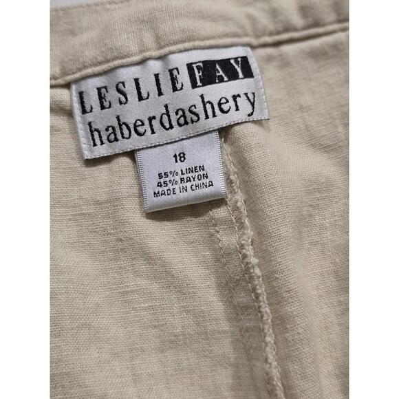Vintage Linen Blend High Waist Pants: Women's Beige Trousers XL - Picture 9 of 9